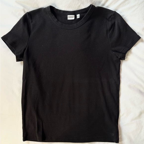 Sunday Best Tops - SUNDAY BEST RIBBED BLACK TEE